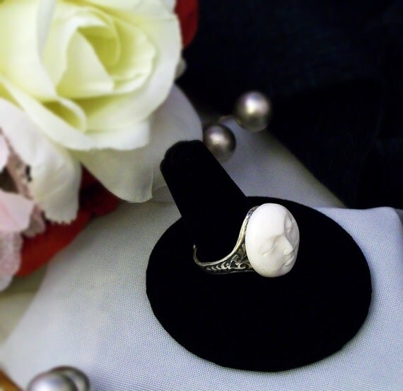 Moon Goddess Divine Feminine Antiqued Sterling Silver Ring
