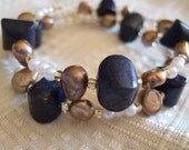 Love the Lapis -lapis lazuli and shell beaded bracelet