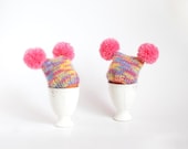 Multicolor egg warmers with pink poms - imali