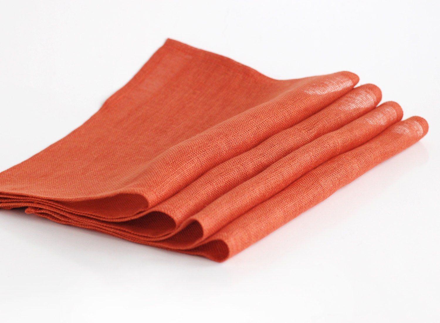 Pumpkin orange linen napkins, set of 4