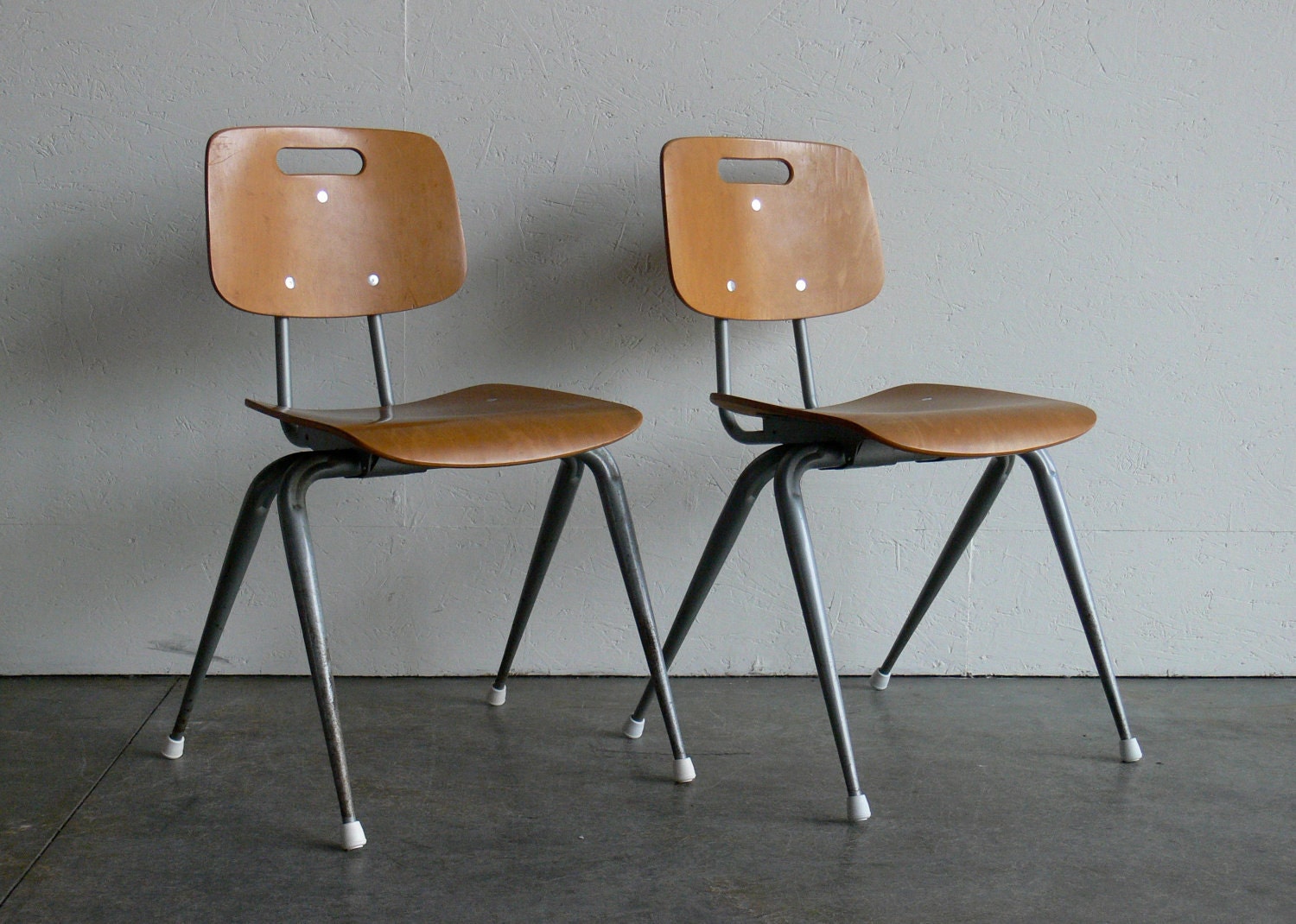 Vintage Industrial/Mid Century Modern Plywood Side Chairs (Set of 2, Adult Sized)