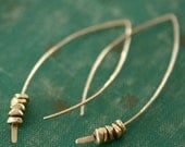Medium Gold Crescent Earrings With Brass Beads