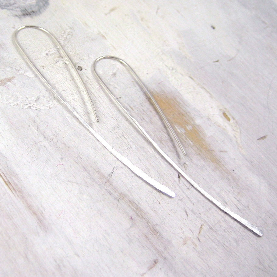 Large Simple Silver Hook Earring