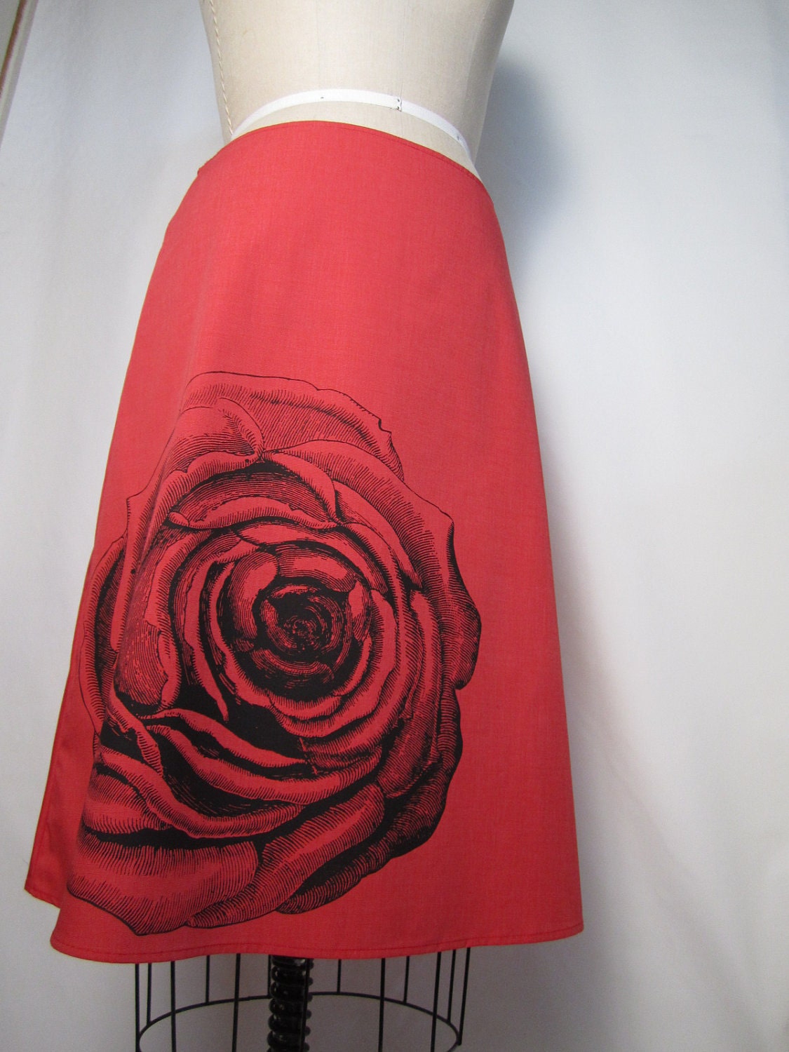 Red Skirt with Black Rose