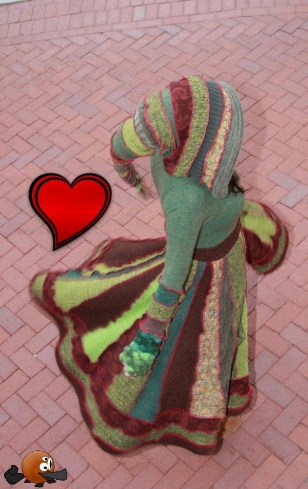 RESERVED for SARA - One of a kind Forest Fairy Dream Coat by Enlightened Platypus - Striped Elven Couture - Made from Reconstructed Sweaters - Elf - Upcycled Recycled
