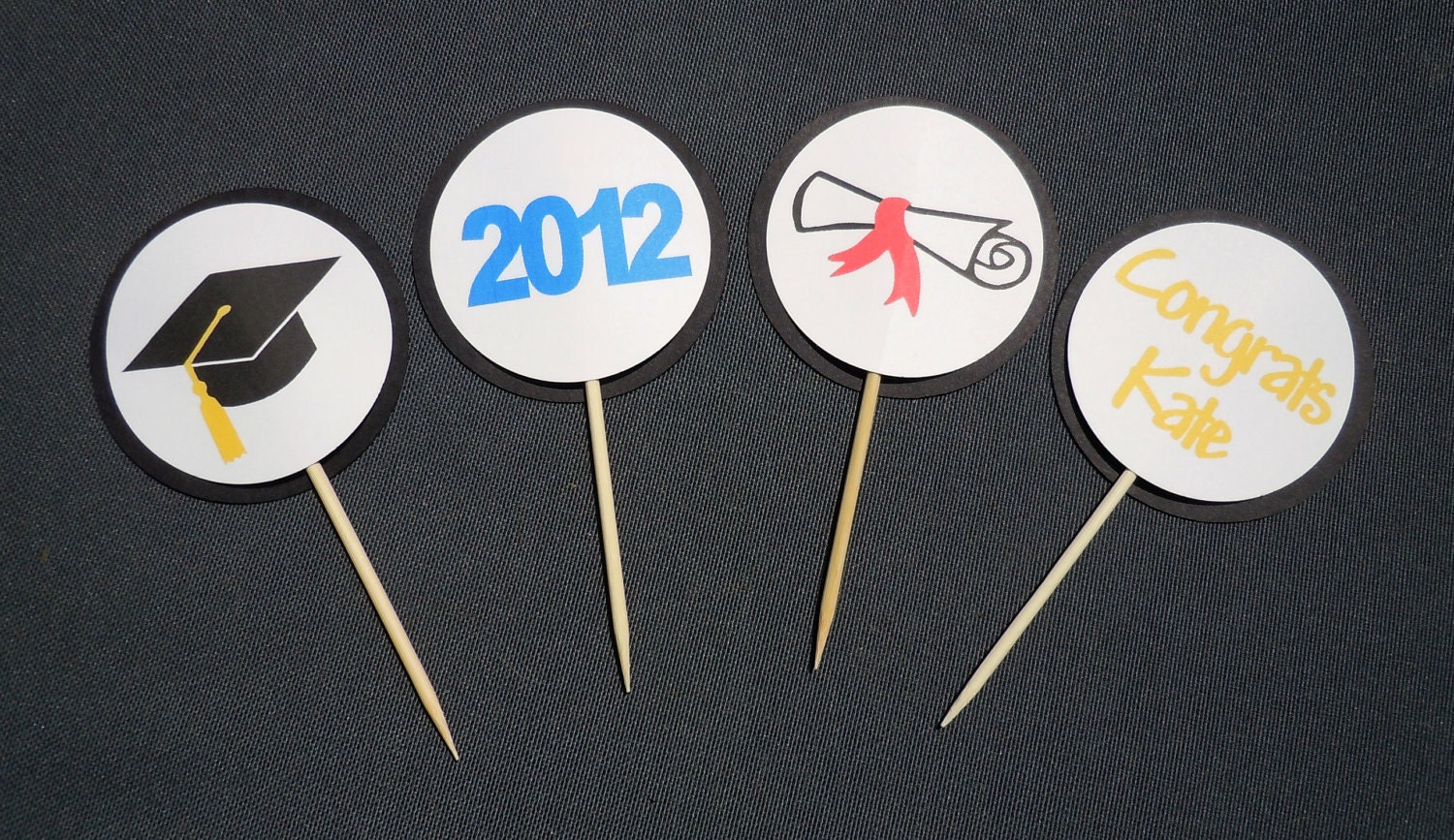 Class of 2013 Custom Graduation Cupcake Toppers- Choose Your Colors
