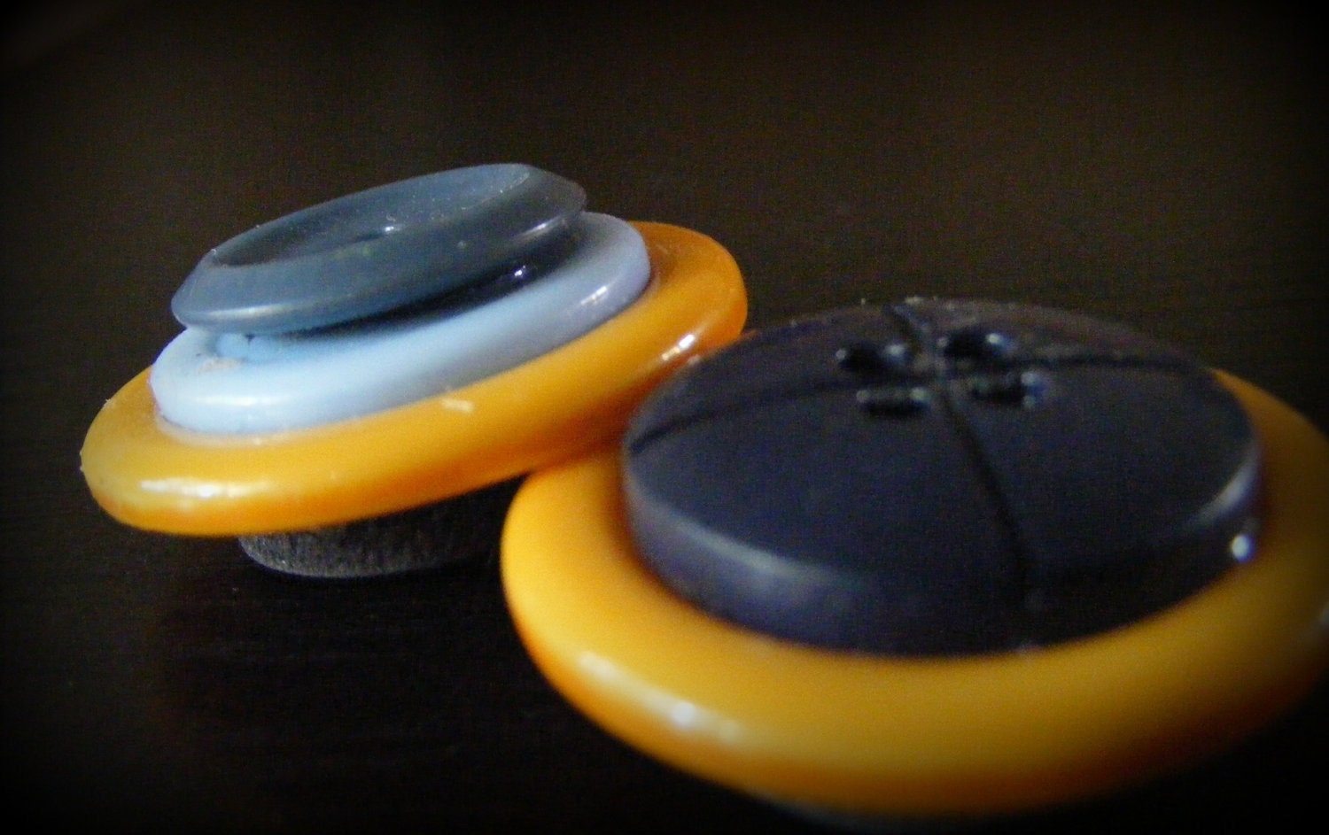 Large Blue and Yellow Button Magnets (Set of Two)