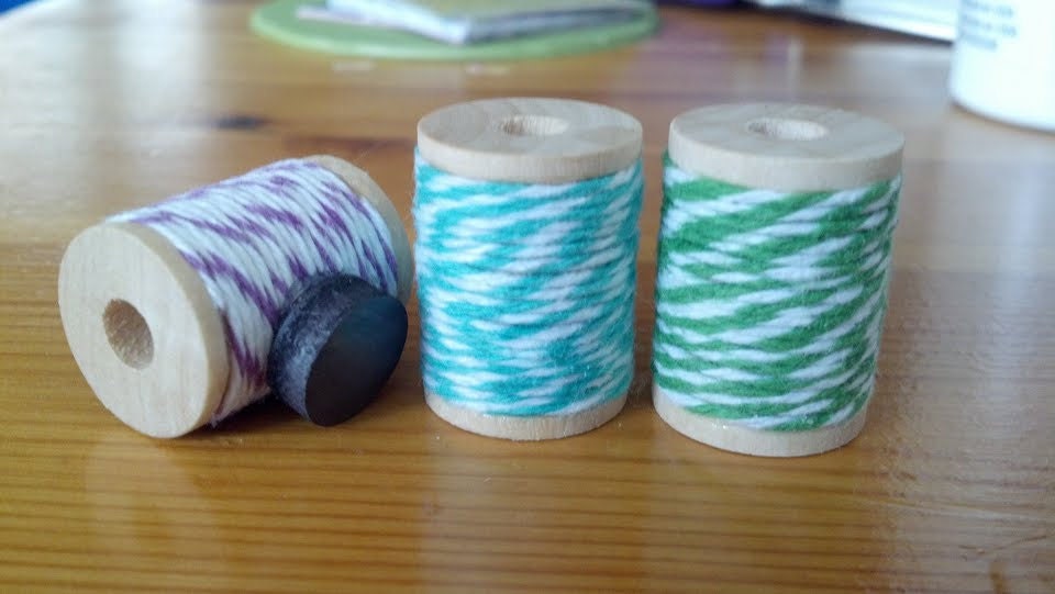 Purple, Turquoise, and Green Baker's Twine Magnets