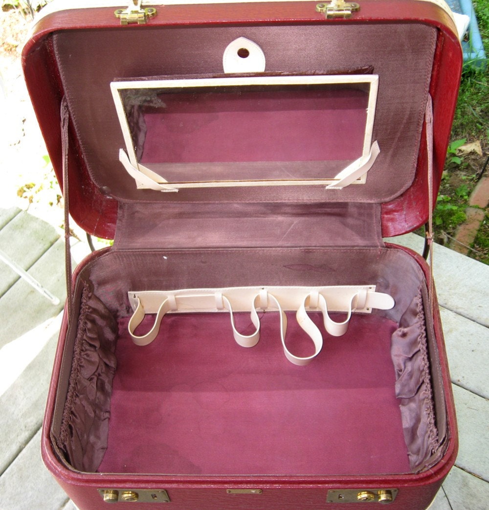 Vintage Luggage Overnight Bag Cosmetic Case Train Case Travel in Style From Another Time and Place