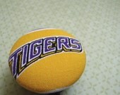 Fabric Covered Badge Reel Made From LSU Tigers Fabric  ID Holder OR Keychain