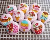 U pick 3 ice cream big fabric covered buttons XL 38mm 1 1/2 inches