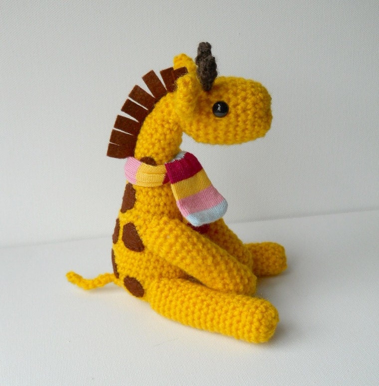 Amigurumi giraffe, crocheted animal, soft sculpture, plush, Sunshine