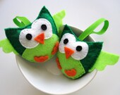 Set of 2 Green Owl Ornaments, Eco-Friendly felt baby owl plush Ornaments A298 Il_170x135