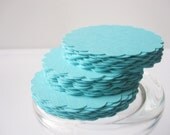 24 Scalloped Circles (3.0 Inches) in Teal paper Textured Cardstock A38 Il_170x135