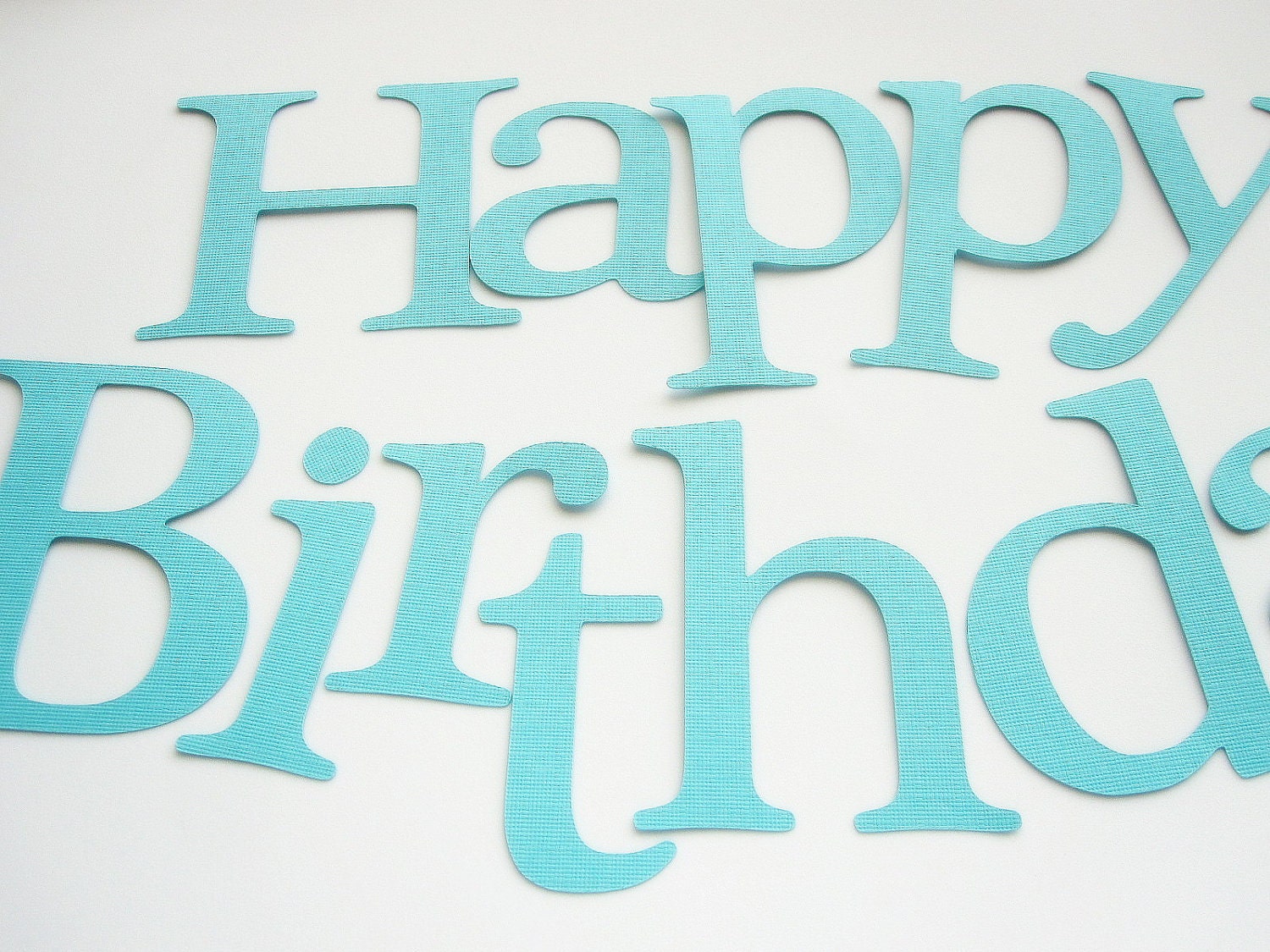 Aqua Die cut  letters, Happy Birthday Die cut Letters for Banner (3.5 inches tall) Textured Cardstock, A109