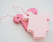 ON SALE 48 Baby Pink Onesie Tags (3.0 inches) in Hot pink and baby pink Textured Cardstock Die Cut A234 Il_170x135