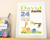 Jungle baby announcement - Print for Nursery , baby jungle nursery decor A153 Il_170x135