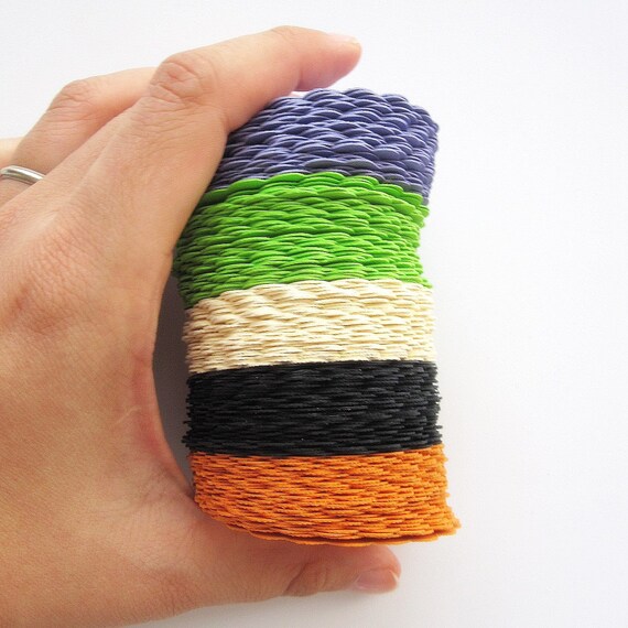 50 Halloween Scalloped Circles (2.5 inches), Purple, lime green, beige, black and Orange A267 Il_570xn