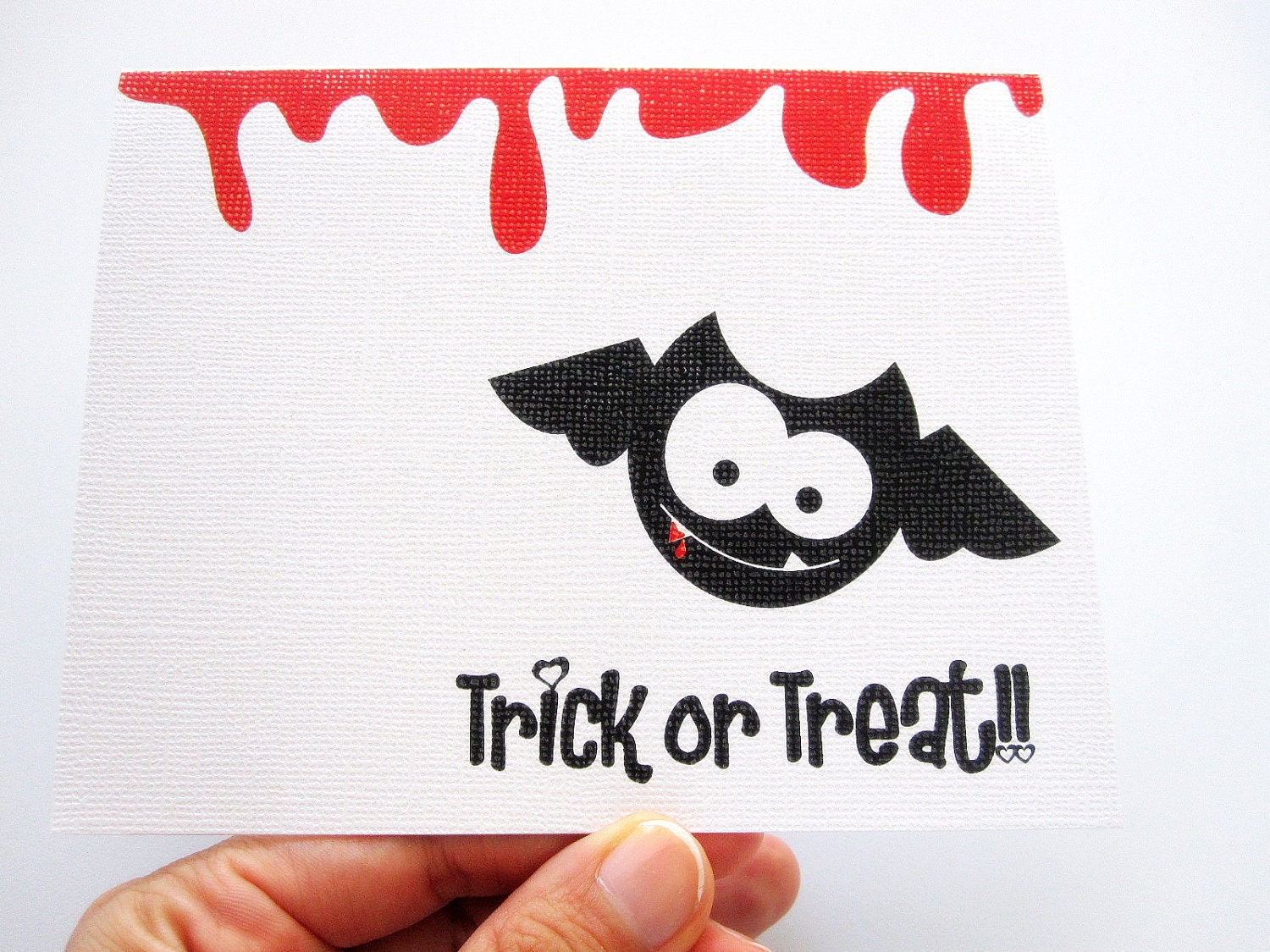Halloween Card, Bat Halloween Card Trick or Treat Halloween Card A429 Il_570xn