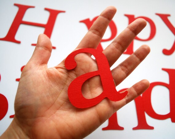 Happy birthday, dIe cut letters for Banner (3.5 inches tall) Textured Cardstock in RED A158 Il_570xn