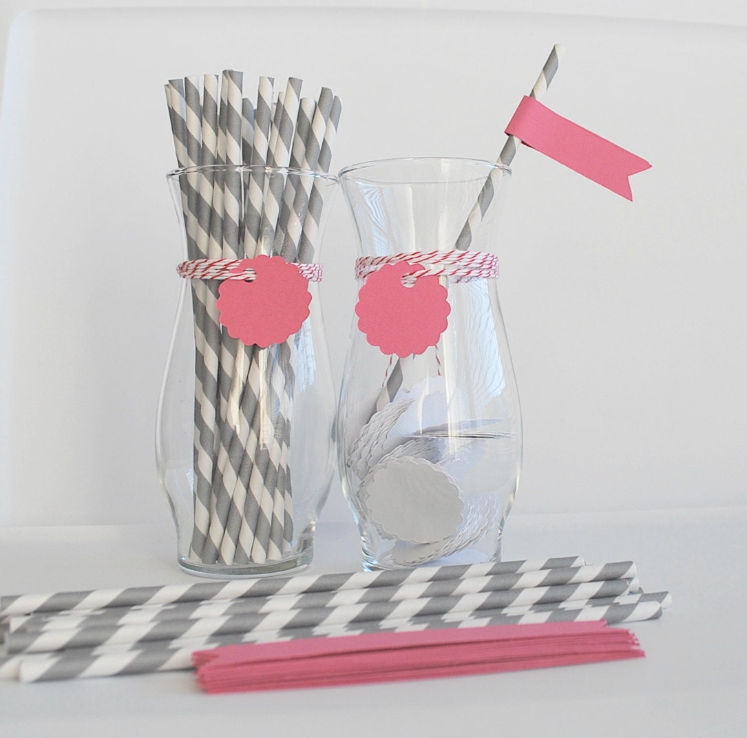 DIY Party Set Paper Drink Straws with Flags (Set of 12) A118