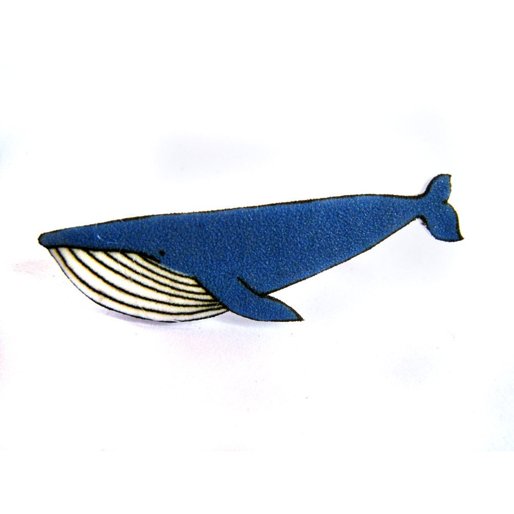 Blue Whale Broch Pin - Shrinky Plastic - zyzanna