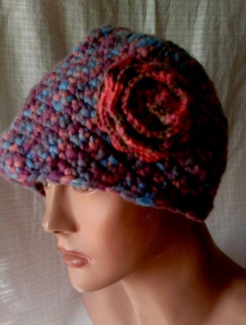 Crochet Hat Beanie Beret with Removable Flower