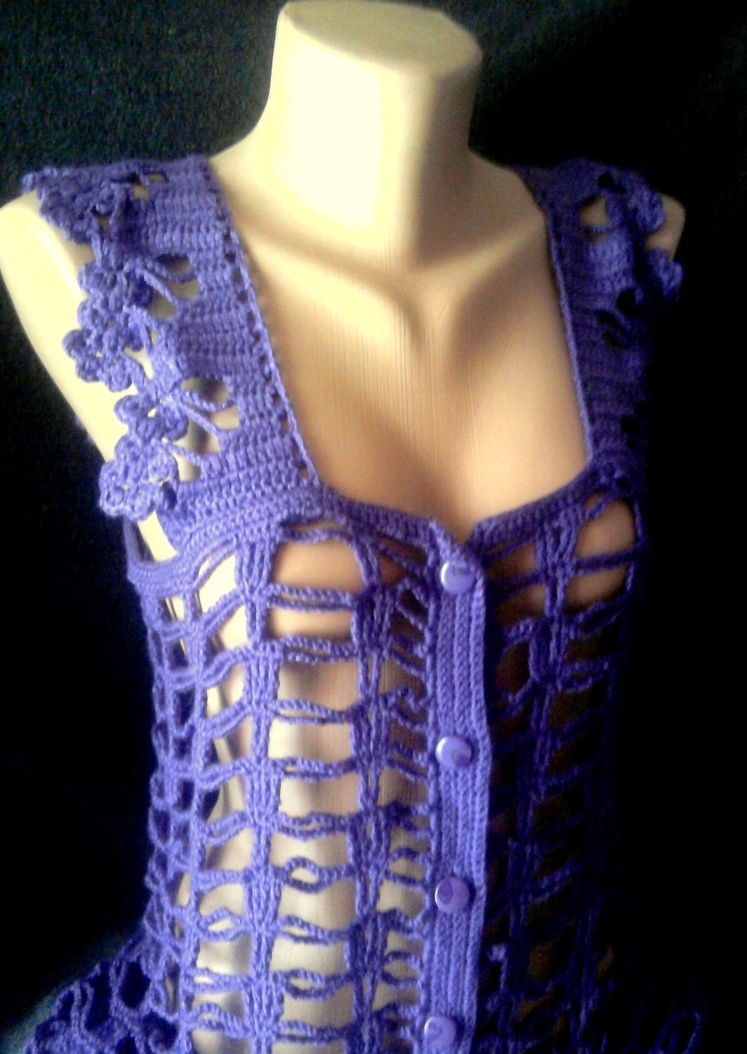 Crochet Purple Top Halter Tank Camisole Vest Spring Summer Fall Winter Women