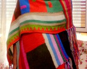 Hand Knit Indian Style Colorful Shawl Wrap Women Fall Winter