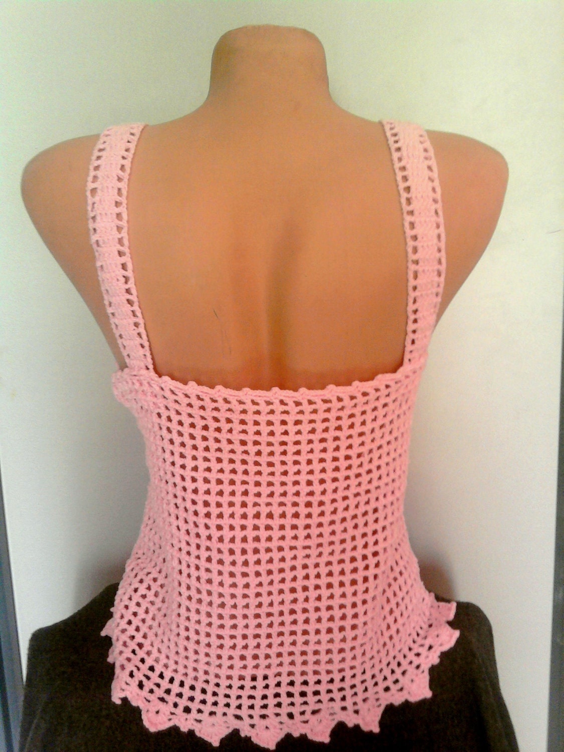 Crochet 100% Cotton Top Tank Halter with Rose Design in Pink Spring Summer Beachwear Wedding Top Women Clothing Fashion