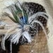 PRIORITY Bridal Feather Facinator and veil SET / Old Hollywood peacock wedding feather white ivory teal blue peacock clip birdcage veil