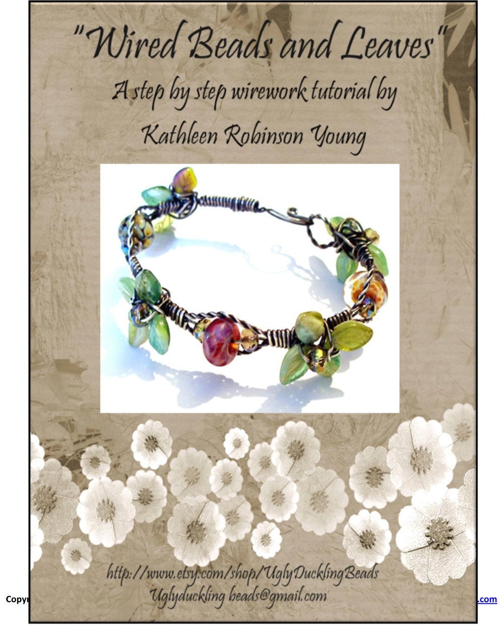 Bracelet Tutorial - Wire Wrapped bracelet- "Wired Beads and Leaves" SRA