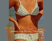 Vintage Crochet Pattern PDF 099 French White Bikini from WonkyZebra
