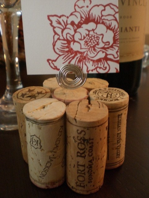 Wine Cork Table Number Holder, Photo Holder or Menu Card Holder - Set of 2
