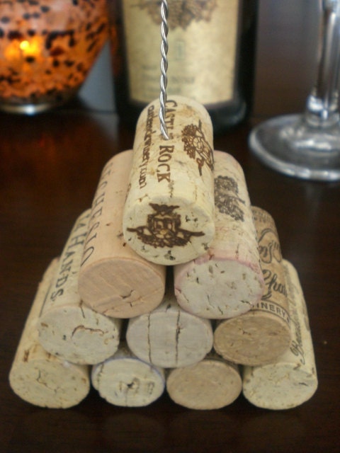Tall Wine Cork Pyramid Table Number Holder, Photo Holder or Menu Card Holder - Set of 2
