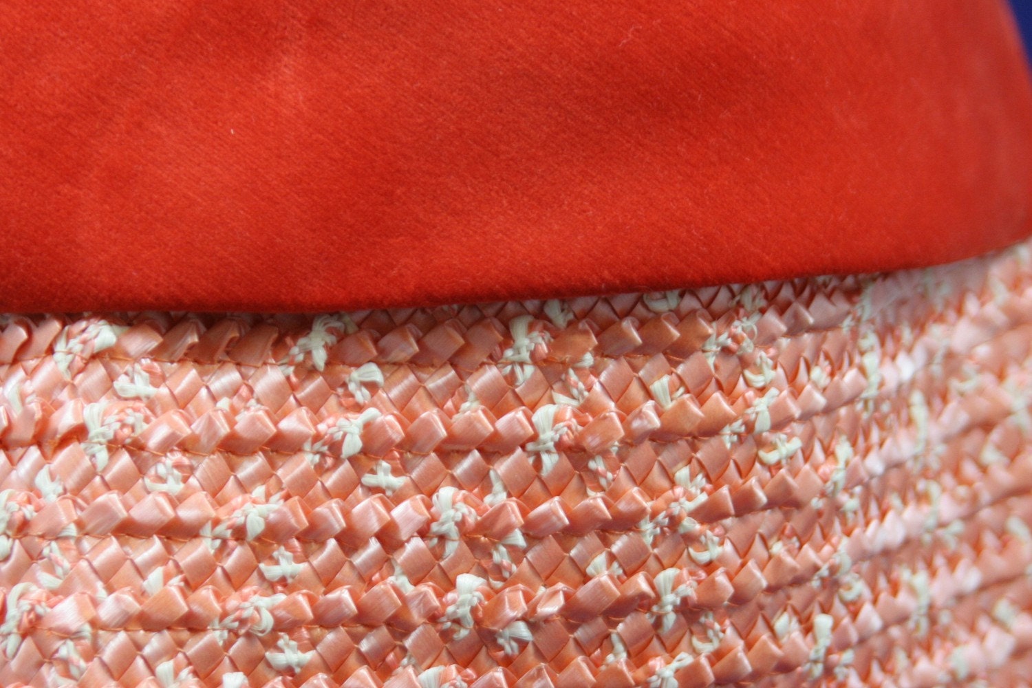 Vintage Velvet Orange and Raffia Purse