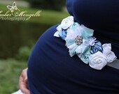 Maternity Sash - Vintage Inspired Baby Boy Maternity Sash, Bridal Sash, Belt, Headband, Wedding -  Photo Prop