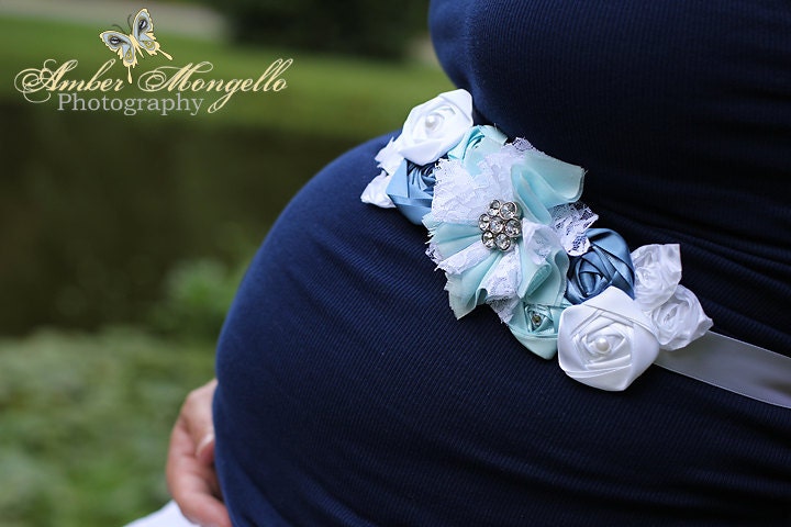 Maternity Sash - Vintage Inspired Baby Boy Maternity Sash, Bridal Sash, Belt, Headband, Wedding - Photo Prop