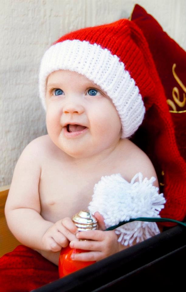 Long Tail Baby Santa Hat