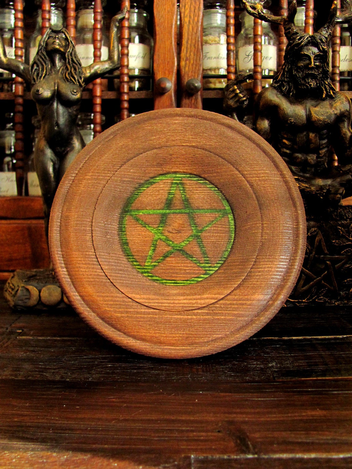 Brown And Green Pentacle Offering Dish