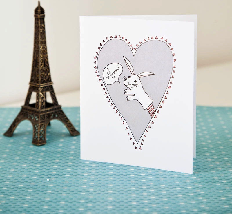 Bunny Love Amour Blank NoteCard
