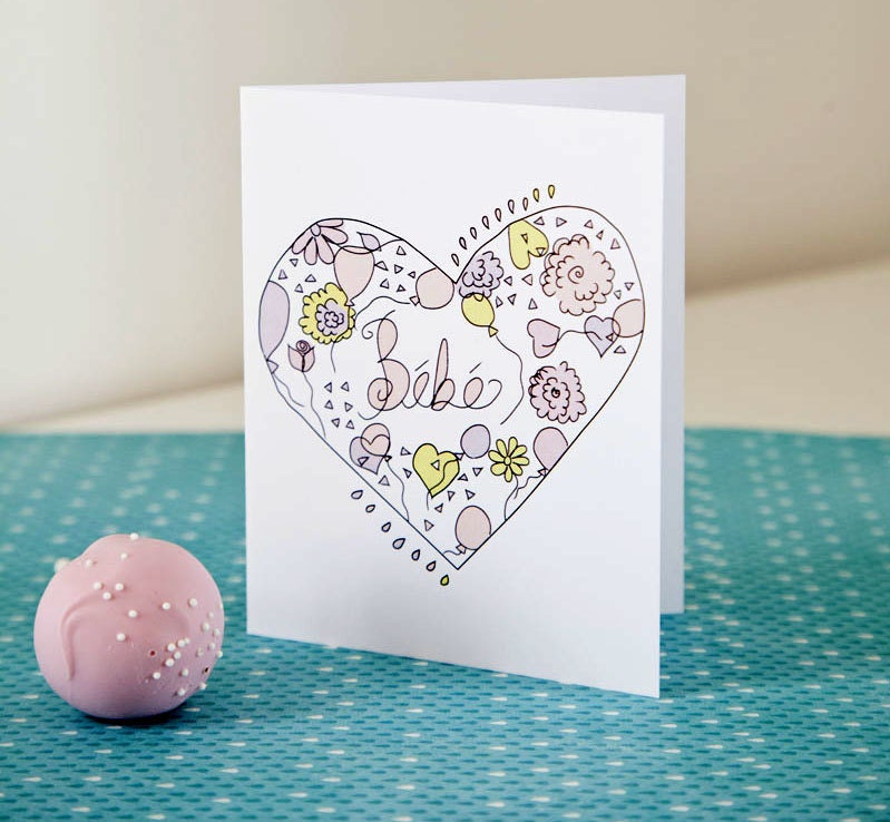 Blank Bébé Baby Gift Card in Blush and Mauve