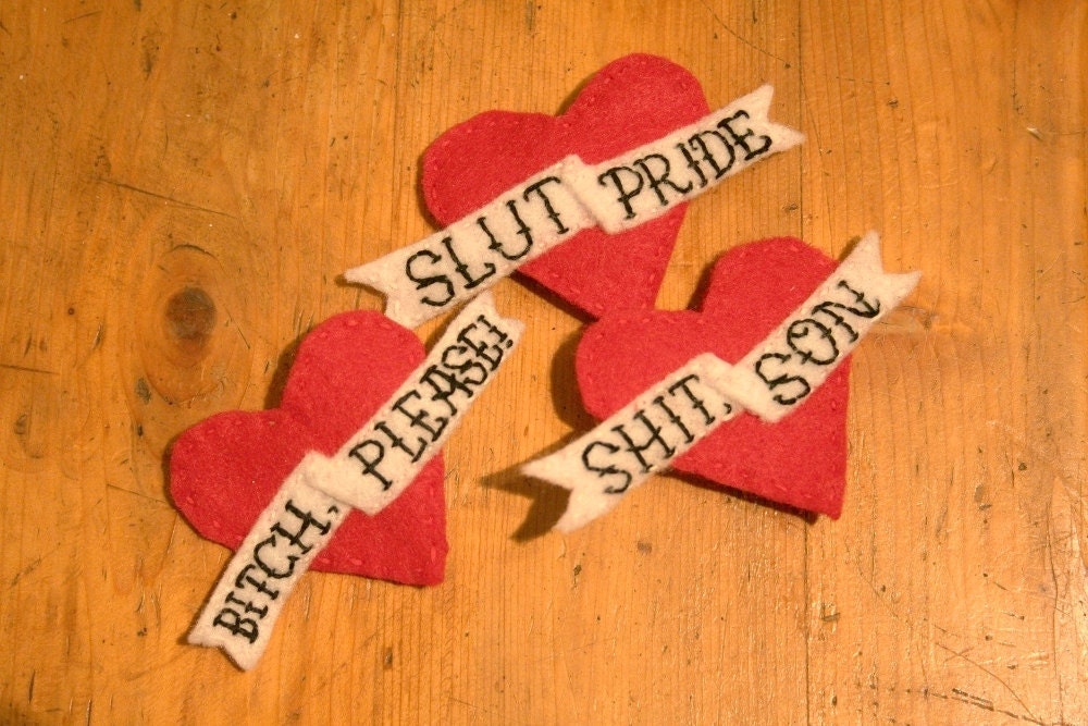 custom heart banner pin