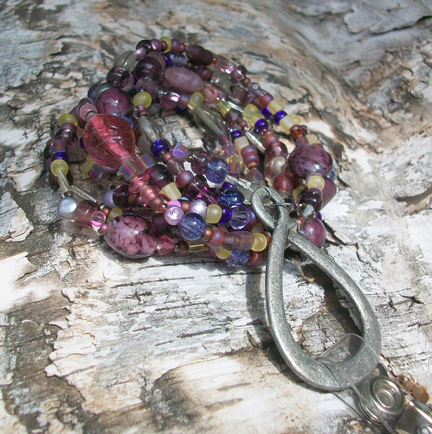 Shades of Purple, ID Lanyard Badge Holder, Badge Necklace