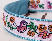 Pale Pink Birds Dog Collar / Size Small Only Premade