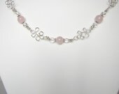 Valenine Gift Special on This Elegant Rose Quartz and Clear Quartz Wire Wrapped in Sterling Silver Hand Made Clasp
