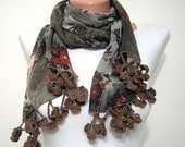 Handmade Brown  Chiffon Bandana,Headbandshawl, Fashion,Pashmina Scarf,Scarf for Spring and Summer
