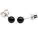 4mm Jet Black Onyx Ball Stud Post Earrings 14K White Gold