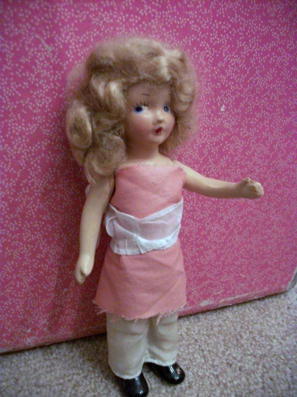 Hello Gorgeous..Precious Antique 1930s Composition Doll With Mohair
