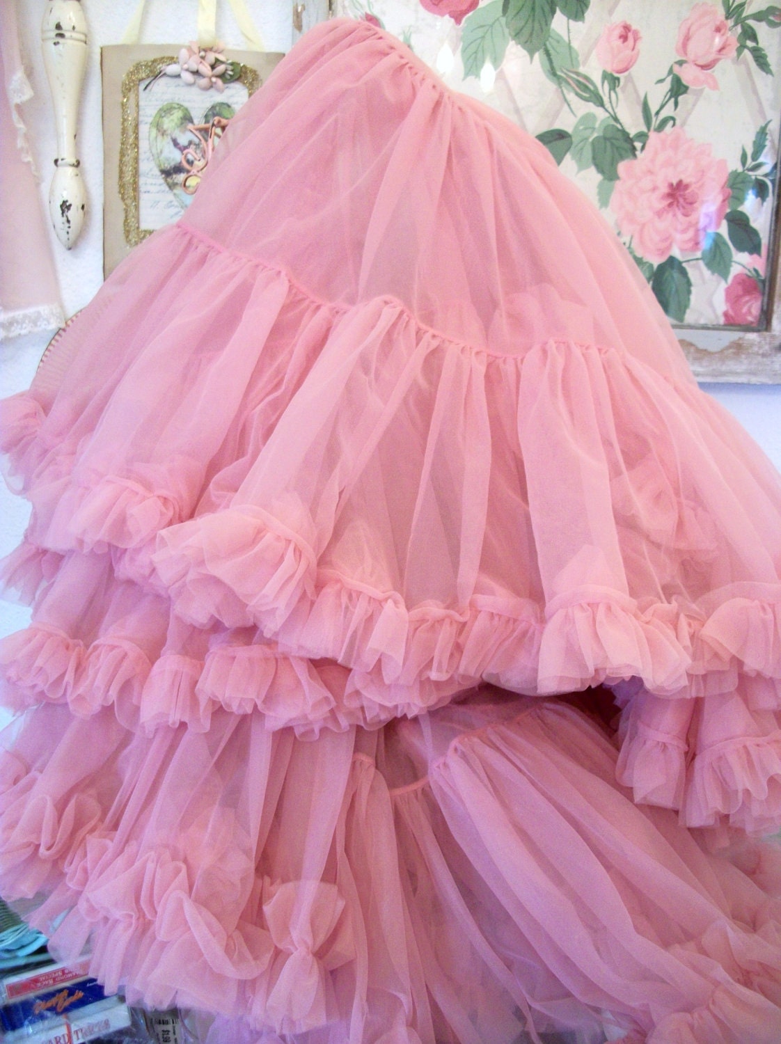 Oodles Of Fluff..Vintage HTF Color - ROSE Crinoline Petticoat Skirt